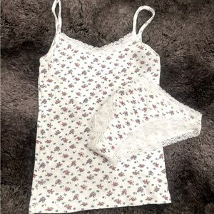 Brandy Melville floral lounge sleep/pj underwear set